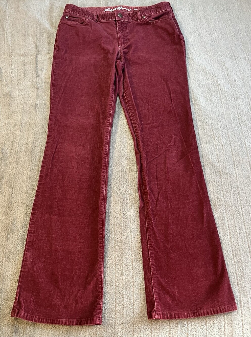 Women’s Lucky Brand Corduroy Flare Pants Burgundy Size 8 Curvy Bootcut Fall